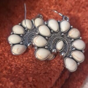 Squash Blossom Teardrop Cluster Dangle Earrings